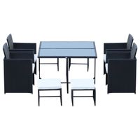 9 tlg. Sitzgruppe Polyrattan Gartenset Sitzgarnitur Schwarz