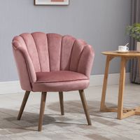 Esszimmerstuhl Küchenstuhl mit Rückenlehne Polyester Gummiholz Rosa