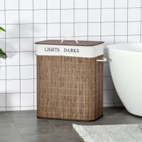 Wäschebox Wäschekorb abnehmbar mit 3 Griffe Polyester Metall Braun+Weiß