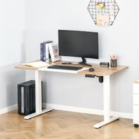 Elektrischer Schreibtisch Computertisch höhenverstellbar Natur+Weiß 140 x 70 x 72-116 cm