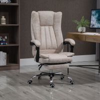 Bürostuhl Drehstuhl mit Liegefunktion Fußstütze Bürosesse Beige+Schwarz+Silber 63 x 71 x 110-118 cm
