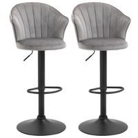 2er-Set Barhocker Barstühle mit Lehne drehbar höhenverstellbar Grau