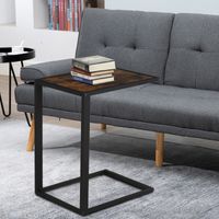 Beistelltisch in C-Form Couchtisch Standtisch Tisch Metall MDF Rustikal-Braun 40,6 x 50,8 X 64,2 cm