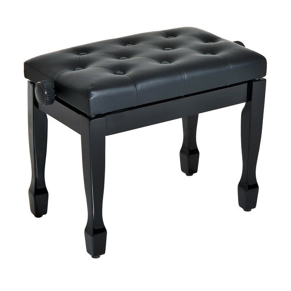 Klavierhocker Klavierbank Kosmetikhocker verstellbar Massivholz Kunstleder Schwarz 64 x 35 x 45-55cm