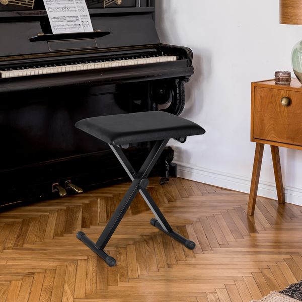 Klavierhocker Klavierbank zusammenklappbar Hocker Schwarz