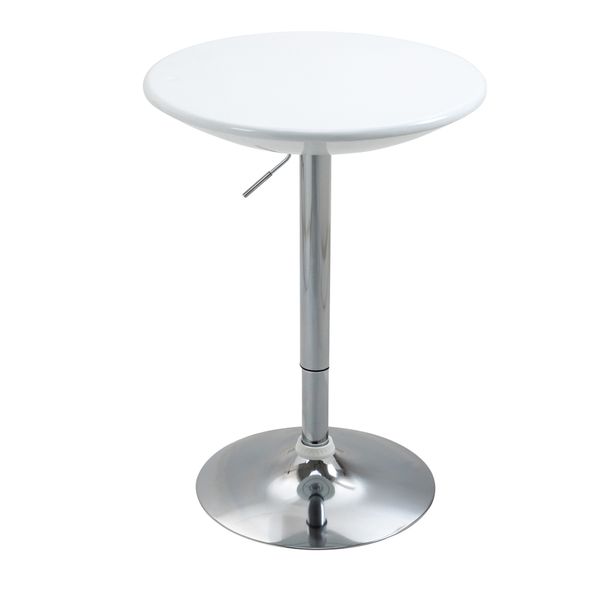 Bartisch moderner Esstisch höhenverstellbar rund Metall ABS-Lackierung Weiß Ø61 x 76-97 cm