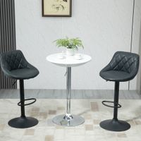 Bartisch moderner Esstisch höhenverstellbar rund Metall ABS-Lackierung Weiß Ø61 x 76-97 cm