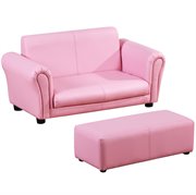 Kindersessel mit Fußhocker, Kindercouch mit Hocker, Kindersofa, Sofa Sessel, Rosa 83 x 42 x 41 cm