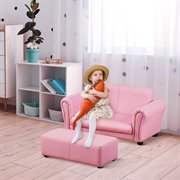 Kindersessel mit Fußhocker, Kindercouch mit Hocker, Kindersofa, Sofa Sessel, Rosa 83 x 42 x 41 cm