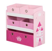 Spielregal 'Krone', Spielzeug- & Aufbewahrungs-Regal, inkl. 5 Stoffboxen rosa / pink