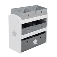 Spielregal „Stars“, Spielzeugregal mit 5 Stoffboxen, Aufbewahrungsregal, für Jungen und Mädchen