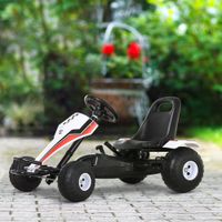 Go Kart Kinderfahrzeug Tretauto mit Pedal für 3-8 Jahre Stahl Weiß