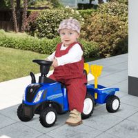 Rutschauto Kindertraktor Tretauto mit Anhänger Hupe Scheinwerfer Blau