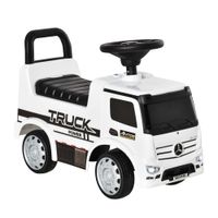 Rutscherfahrzeug Rutscherauto Babyrutscher Kinderfahrzeug lizenziert von Mercedes ANTOS-LKW-Stil mit Licht für Kinder von 12 bis 36 Monaten Metall PP-Kunststoff Weiß+Schwarz 62,5x28,5x45cm