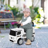 Rutscherfahrzeug Rutscherauto Babyrutscher Kinderfahrzeug lizenziert von Mercedes ANTOS-LKW-Stil mit Licht für Kinder von 12 bis 36 Monaten Metall PP-Kunststoff Weiß+Schwarz 62,5x28,5x45cm