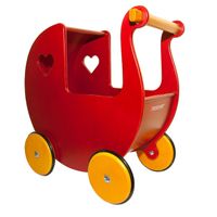 Dänischer Designer Holz-Puppenwagen (rot) / dolls pram red