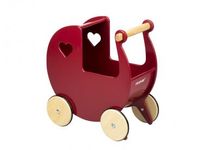 MOOVER Toys - Dänischer Designer Holz-Puppenwagen (solid rot) / dolls pram solid red