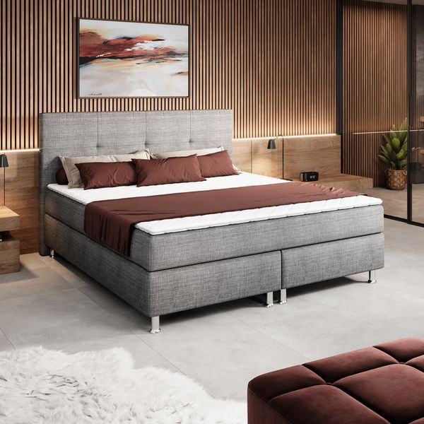 Boxspringbett New York 180x200 cm Webstoff Grau-Anthrazit