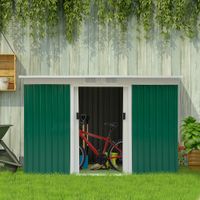 Gerätehaus Gartenhaus mit Schiebetür Outdoor Stahl Dunkelgrün