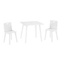 Kinder Sitzgruppe, Kindermöbel Set aus 2 Kinderstühlen & 1 Tisch, Sitzgarnitur Holz, weiß lackiert.