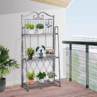 Pflanzregal Gartenregal 3 Ebenen Metall Silbergrau