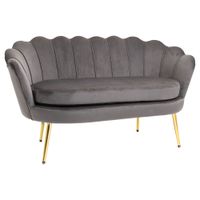 2-Sitzer Stoffsofa Zweisitzer Loungesofa Samt Polyester Grau 133 x 63 x 75 cm