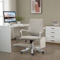 Bürostuhl Schreibtischstuhl Home-Office-Stuhl Beige+Weiß 62x69x92-102 cm