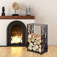 Kaminholzständer mit Kaminbesteck Brennholzregal Feuerholzablage Stahl
