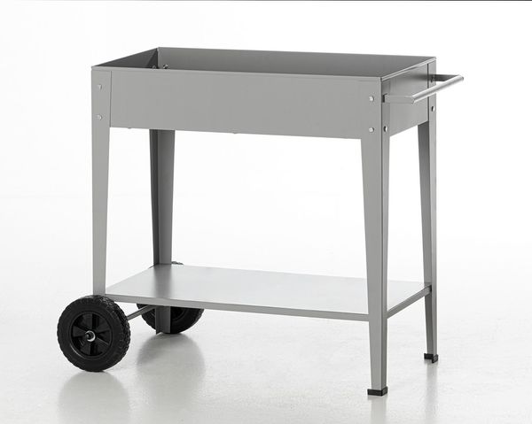 Metall-Hochbeet mit 2 PU Rädern - Grau