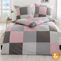 Mako-Jersey Bettwäsche mit Aloe Vera, ca. 155 x 220 cm, Squares - 2er-Set