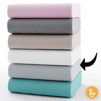 Jersey-Spannbetttuch mit Aloe Vera, ca. 180 - 200 x 200 cm, Silber - 2er-Set