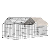Freigehege Freilaufgehege Hasenkäfig mit Sonnenschutz Metall Beige+Schwarz 220 x 103 x 103 cm