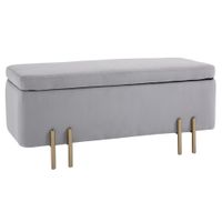 Sitzbank, Polsterbank mit Stauraum, Truhenbank, Stoff, Metall, Schaumstoff, Hellgrau, 100 x 40 x 42 cm