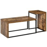 2er-Set Beistelltisch Kaffeetisch multifunktional MDF Schwarz+Braun