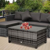Garten Beistelltisch Couchtisch Gartentisch Balkontisch PE-Rattan