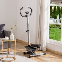 Stepper mit Handgriff Fitness einstellbare Geschwindigkeit Metall ABS Schwarz+Silber