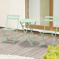 3-tlg. Gartenset Garnitur Bistrotisch mit 2 Stühlen für Hof Garten klappbar Grün