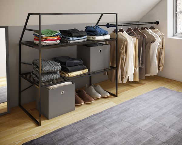 Kleiderschrank "Disal" mit Stange schwarz