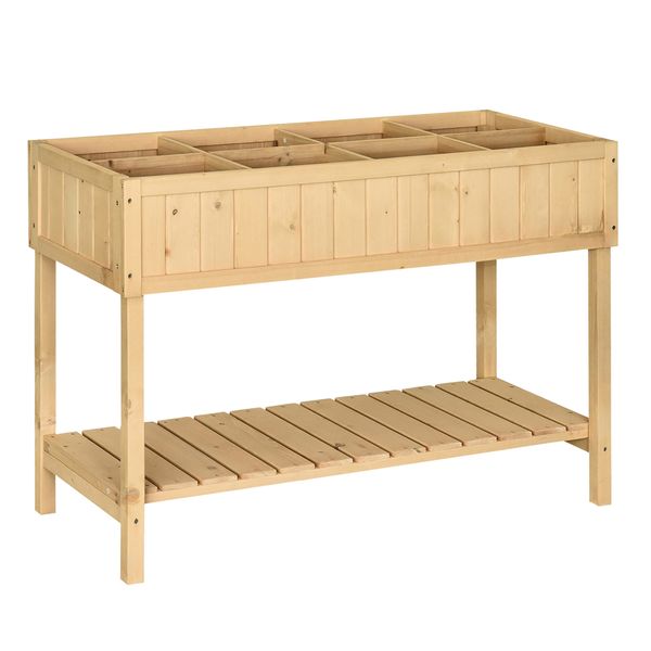 Hochbeet 6 Fächer Pflanztisch Blumenkasten Tannenholz Ablage + Abfluss
