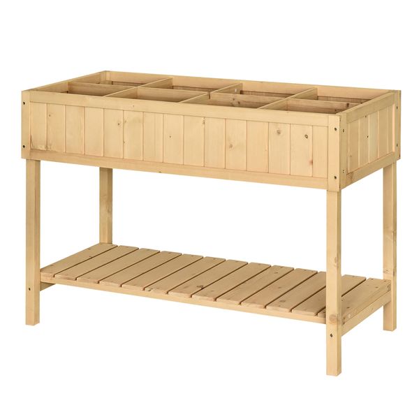 Hochbeet 6 Fächer Pflanztisch Blumenkasten Tannenholz Ablage + Abfluss