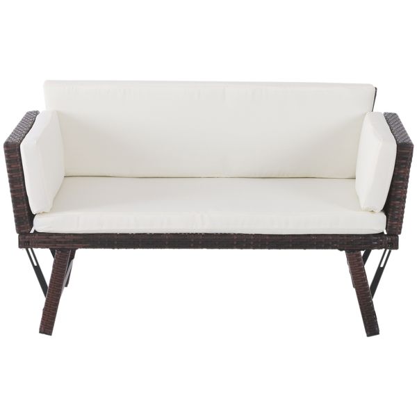 Polyrattan Gartensofa 2 Sitzer Loungesofa Gartenliege klappbar Braun