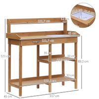 Pflanztisch Gärtnertisch Blumentisch mit Wanne Garten Tannenholz Erle 117 x 45 x 121 cm