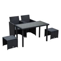 Polyrattan Sitzgruppe Essgruppe Gartenset Garnitur 11 tlg. mit Kissen, Schwarz