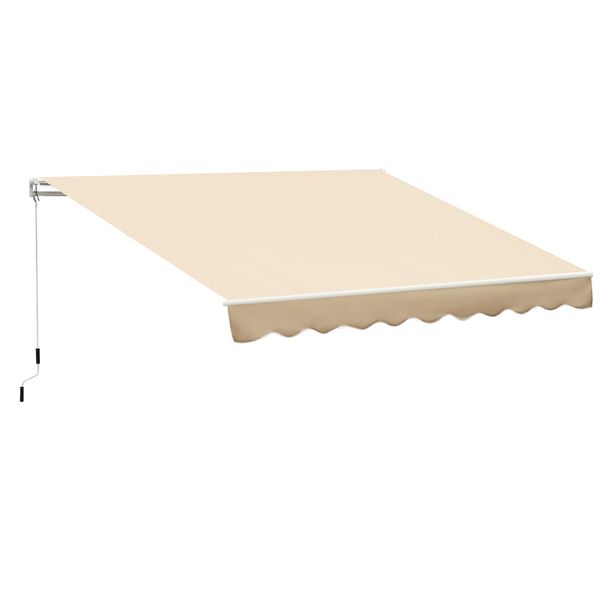 Outdoor manuelle Gelenkarmmarkise Markise 4m mit Handkurbel Alu Weiß+Beige