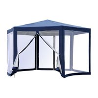 Gartenpavillon 3,94x3,94m Pavillon mit Moskitonetz 6-eckig Blau