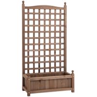 Pflanzkasten mit Rankgitter Blumenkasten Rankkasten Rosenbogen mit Rankhilfe für Kletterpflanzen Garten Holz Dunkelbraun 64 x 28 x 120 cm