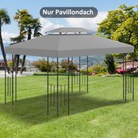 Ersatzdach Pavillondach für Metallpavillon Gartenpavillon Gartenzelt Polyester 3x4m Hellgrau