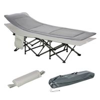 Campingbett klappbar Feldbett Klappbett mit Kopfkissen Seitentasche Matratze Gästebett bis 150 kg belastbar Reisen Outdoor Oxford Hellgrau 188 x 64,5 x 53 cm