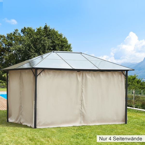 4 Seitenteile für 3x4 m Pavillon mit Haken Seitenwände Polyester Beig