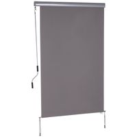 Senkrechtmarkise Balkonmarkise Vertikalmarkise Windschutz Seitenrollo Sichtschutz mit Handkurbel Polyester+Aluminium Grau 120 x 200 cm
